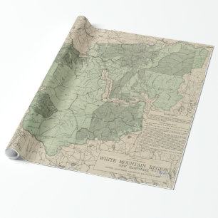 Papel De Presente Montanhas brancas New Hampshire Mapa do vintage
