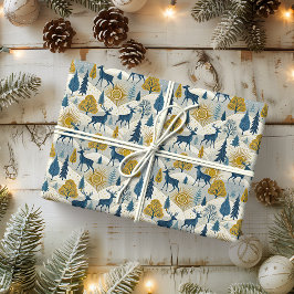 Papel De Presente Montanhas Celestial Deer Winter