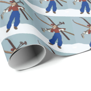 Papel De Presente Montanhas de Esqui de Neve