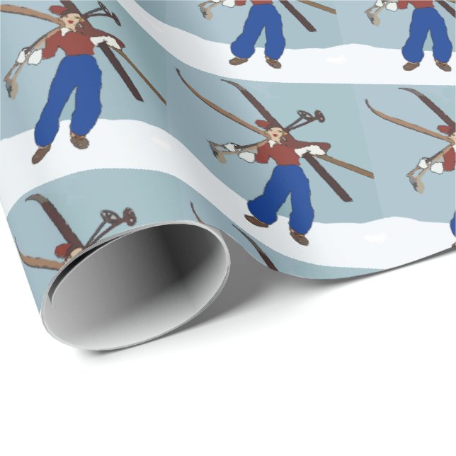 Papel De Presente Montanhas de Esqui de Neve (Ponta do rolo)
