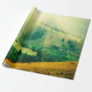 Papel De Presente Montanhas dos Cárpatos - paisagem de verão no pôr