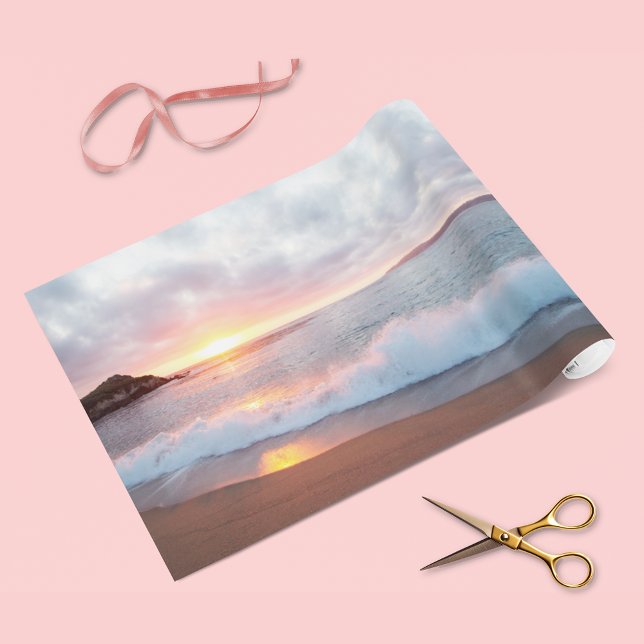 Papel De Presente Monterey California Beach Waves Sunset Photo (Criador carregado)