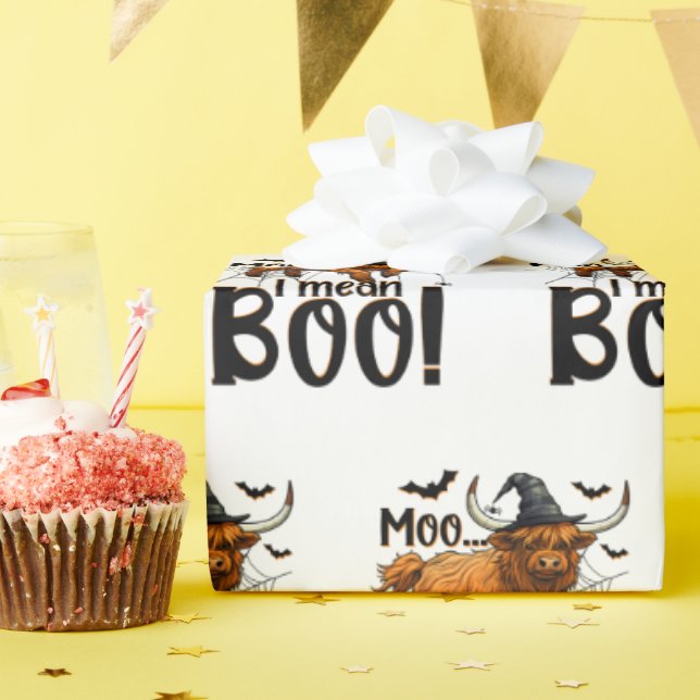 Papel De Presente Moo. Quero Dizer Boo! (Festa de aniversário)
