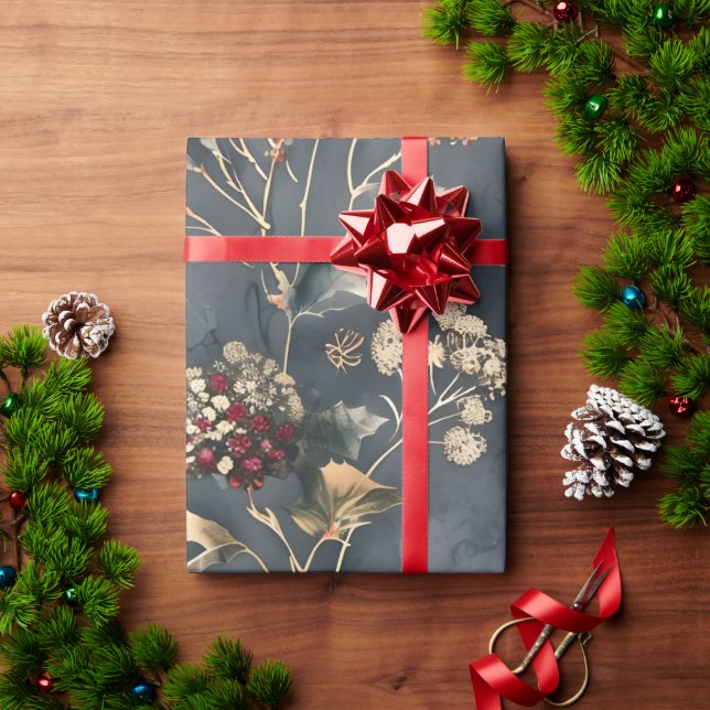 Papel De Presente Moody Floral Winter (Presente de Natal)
