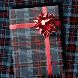 Papel De Presente Moody Slate Blue and Deep Red Tartan Plaid