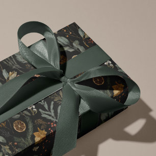 Papel De Presente Moody Winter Botanic Christmas