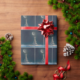 Papel De Presente Moon Crescente com Estrela de Natal