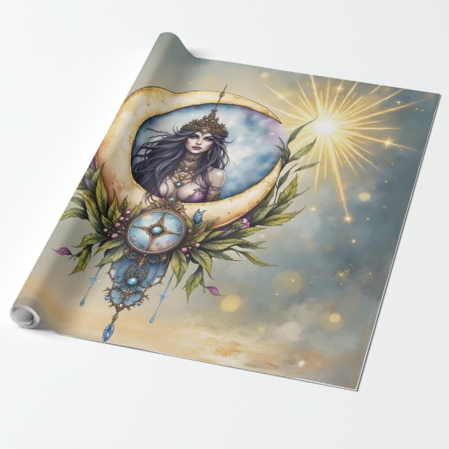 Papel De Presente Moon Priestess – Keeper of the Celestial Balance.  (Desenrolado)