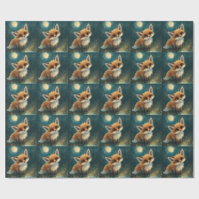 Papel De Presente Moonlit Fox, Night Forest  (Aberto)