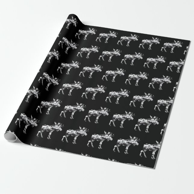 Papel De Presente Moose de Cinza de Camuflagem (Desenrolado)