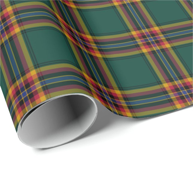 Papel De Presente Moran Clan Tartan - Padrão de Xadrez irlandês (Ponta do rolo)