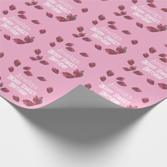Papel De Presente Morango Personalizado Aniversário (Ponta)