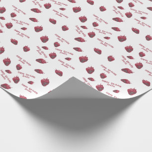 Papel De Presente Morango Personalizado Aniversário