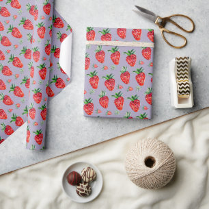 Papel De Presente Morango Vermelho Encantador