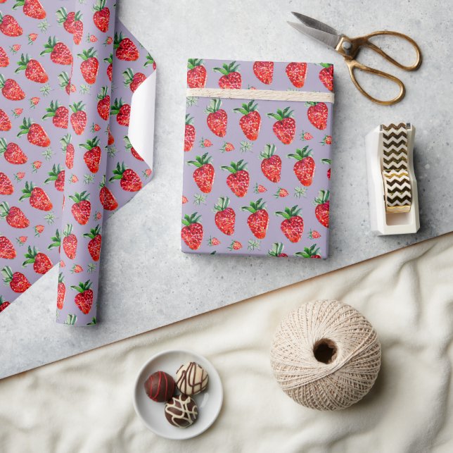 Papel De Presente Morango Vermelho Encantador (Artesanato)