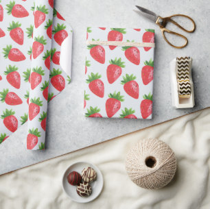 Papel De Presente Morango Vermelho Simples