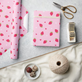 Papel De Presente Morangos Cute Corações Amor Berries Dia dos Namora