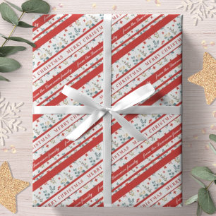 Papel De Presente Morangos de Eucalipto Feliz Natal Personalizado
