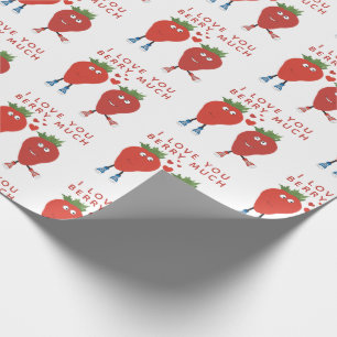 Papel De Presente Morangos Engraçados E Bonitos Apaixonados