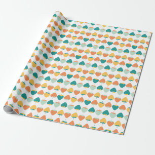 Papel De Presente Morangos Multicoloridos: Padrão De Fruta Vintage.
