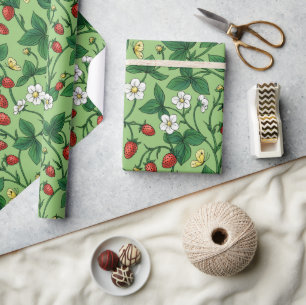 Papel De Presente Morangos selvagens vermelhos/amarelos/verdes/