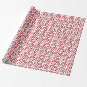 Papel De Presente Morangos Vermelhos Suculentos Padrão de Aquarela