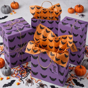 Papel De Presente Morcego Preto de Halloween