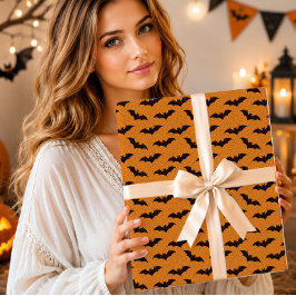 Papel De Presente Morcegos Assustadoresos Laranja Terra Rachada Vint