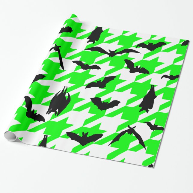 Papel De Presente morcegos pretos do sanduíche verde (Desenrolado)