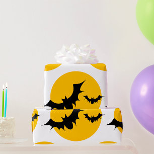 Papel De Presente Morcegos Silhueta Dia das Bruxas Lua Cheia