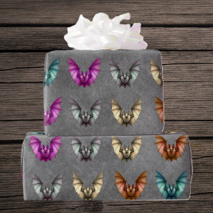 Papel De Presente Morcegos Voadores Várias Cores Cinzas Grunge