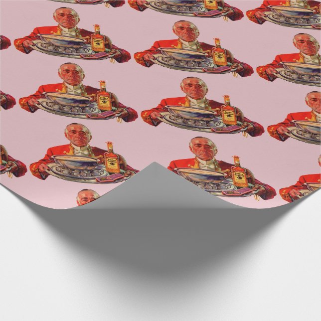 Papel De Presente Mordomo de 1937 com uísque de bandeja e Ouro (Ponta)