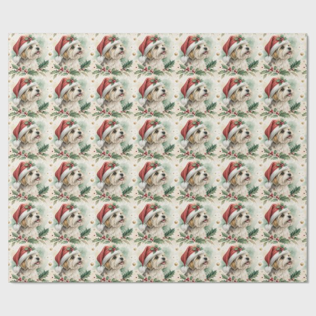 Papel De Presente Morkie Christmas Wrapping Paper (Aberto)