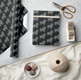 Papel De Presente Morkie Dog Silouette Y&B Grid Gift Preto