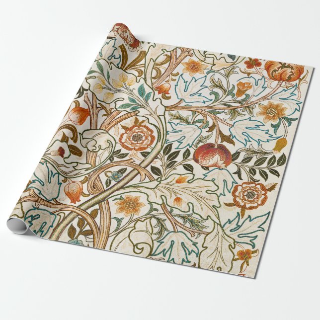 Papel De Presente  Morris Acanthus Floral Crewel Embroidery Pattern (Desenrolado)