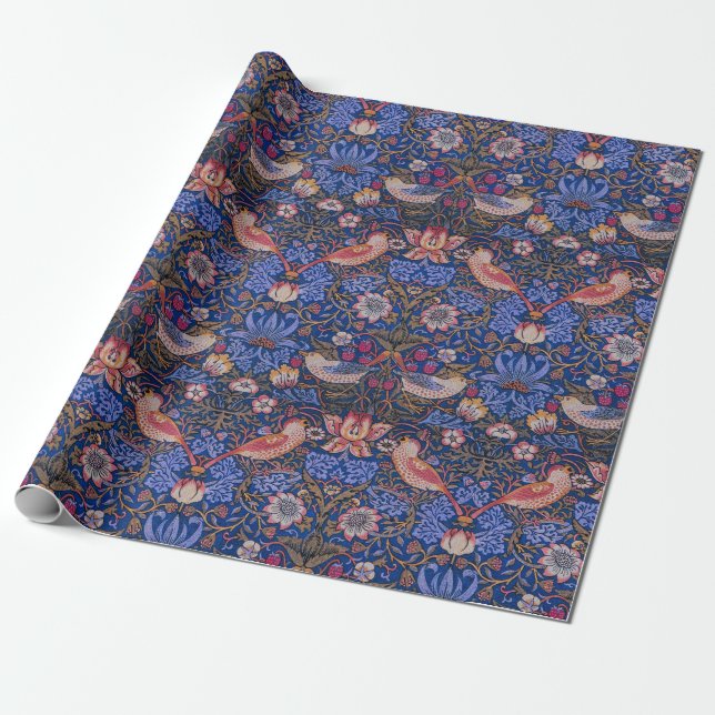 Papel De Presente Morris Ladrão de Morango Lavanda Rosa Roxo Arte (Desenrolado)
