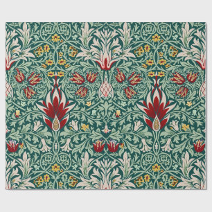 Papel De Presente Morris Snakeshead Clássico Floral Verde Botânico
