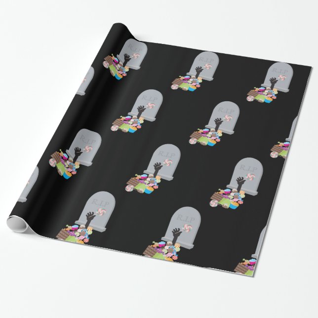 Papel De Presente Morte por Candy Halloween Design (Desenrolado)