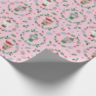 Papel De Presente Mortes de animais de Natal bonitas, rosa