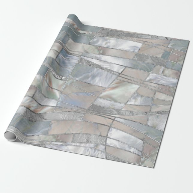 Papel De Presente Mosaic Waves Art - Just Pearl (Desenrolado)