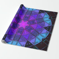 Mosaico Caleidoscópio Flor Azul Roxo e Preto