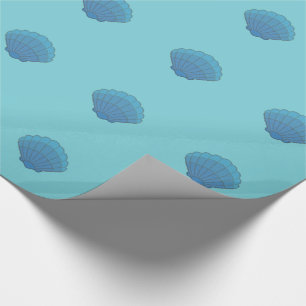 Papel De Presente Mosaico de Concha Marinha Azul