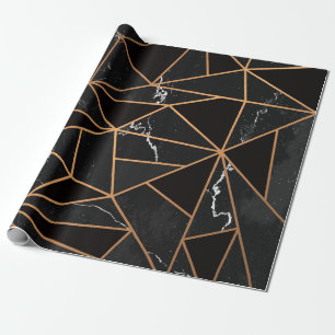 Papel De Presente Mosaico de mármore preto & dourado