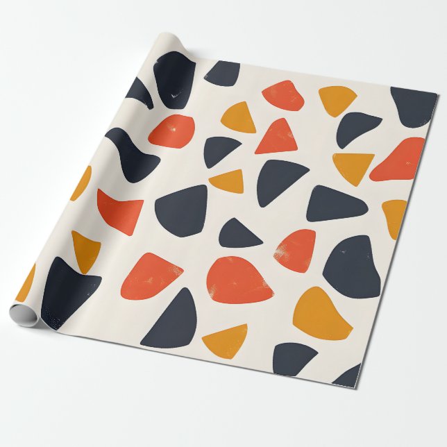 Papel De Presente Mosaico de Pebble Retro (Desenrolado)
