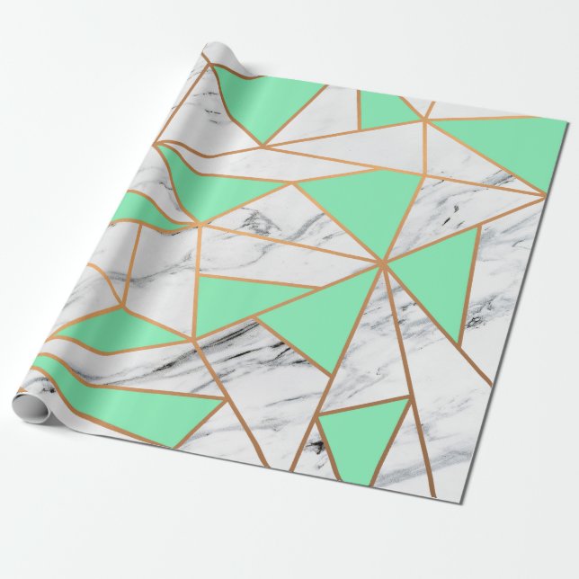 Papel De Presente Mosaico do Ouro Marble (Desenrolado)