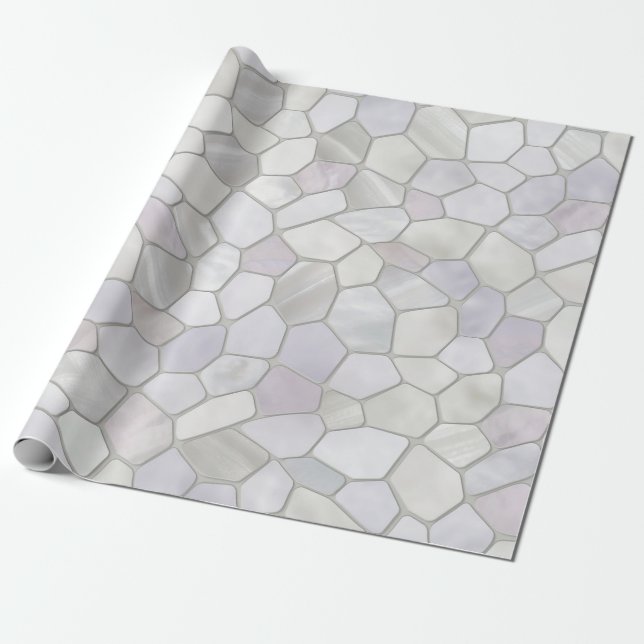 Papel De Presente Mosaico Platinum, Cinza francesa (Desenrolado)