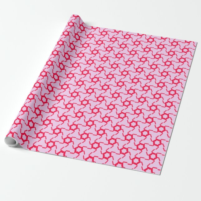 Papel De Presente Mosaico Rosa e Vermelho (Desenrolado)