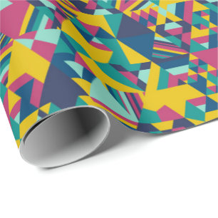 Papel De Presente Mosaico triangular em azul