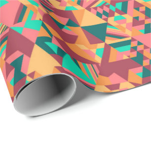 Papel De Presente Mosaico triangular em laranja