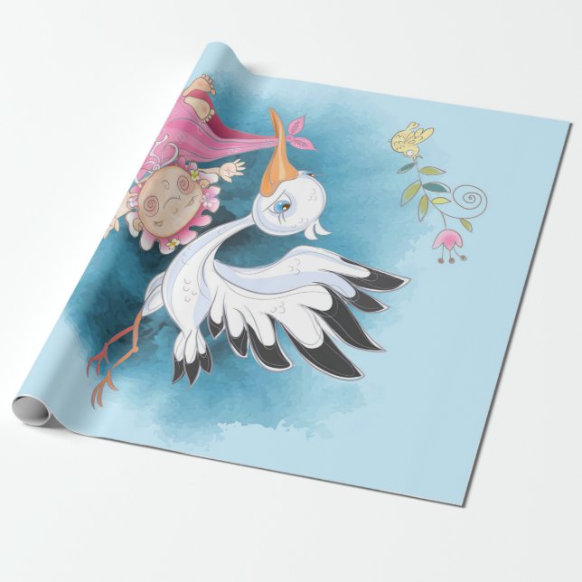 Papel De Presente Moscas De Tempestade Com Menina | Presente Para Be (Desenrolado)